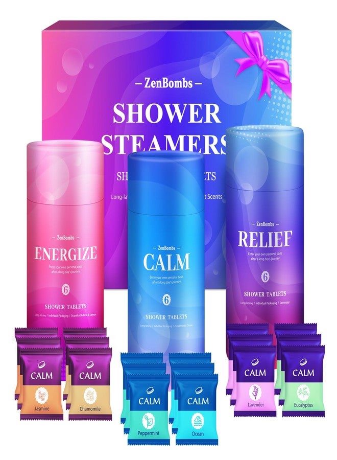 ZenBombs Shower Steamers, 18 Pack Set Shower Bombs with 6 Organic & Natural Fragrance, Self-Care & Relaxation Presents for Women and Men, Ideal for Personal Care and Birthday, Valentine's Day Presents - Image 1