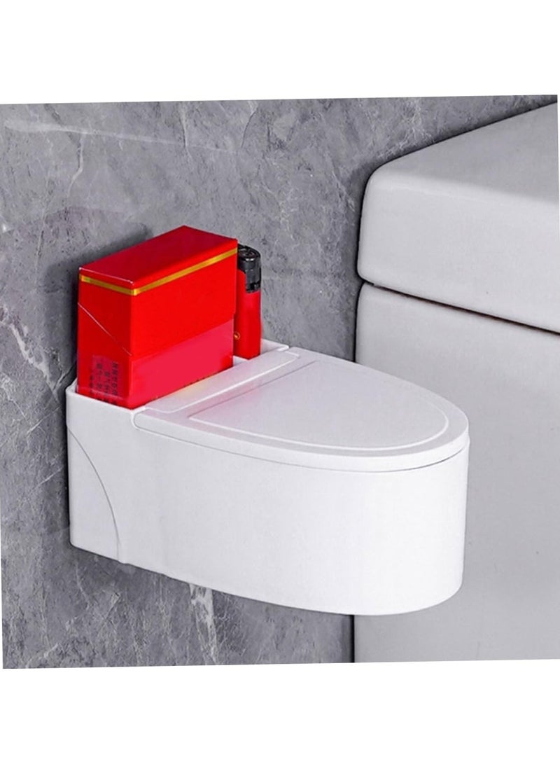 Wall-Mounted Bathroom Toilet Ashtray with Lid High Capacity Metal Liner