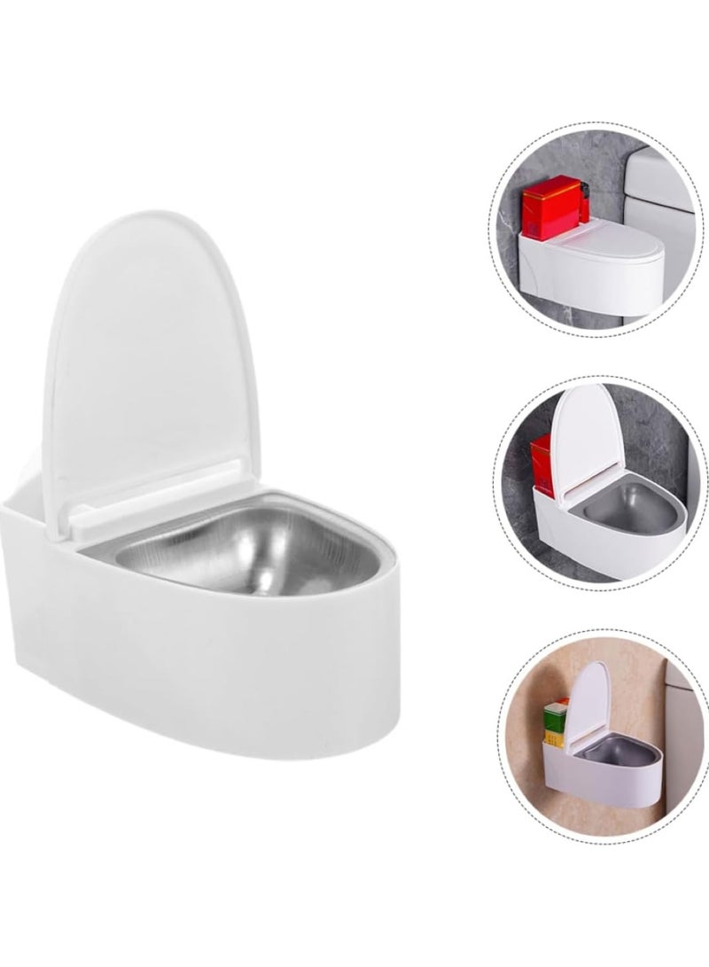 Wall-Mounted Bathroom Toilet Ashtray with Lid High Capacity Metal Liner
