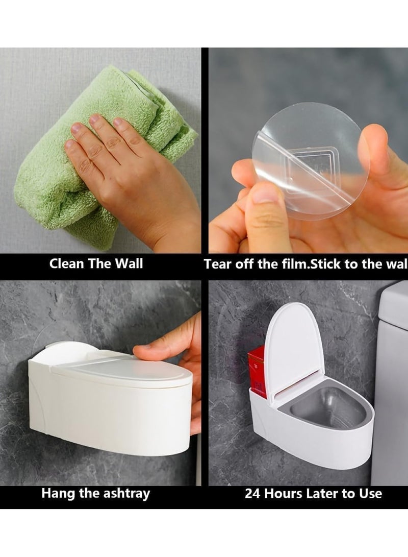 Wall-Mounted Bathroom Toilet Ashtray with Lid High Capacity Metal Liner