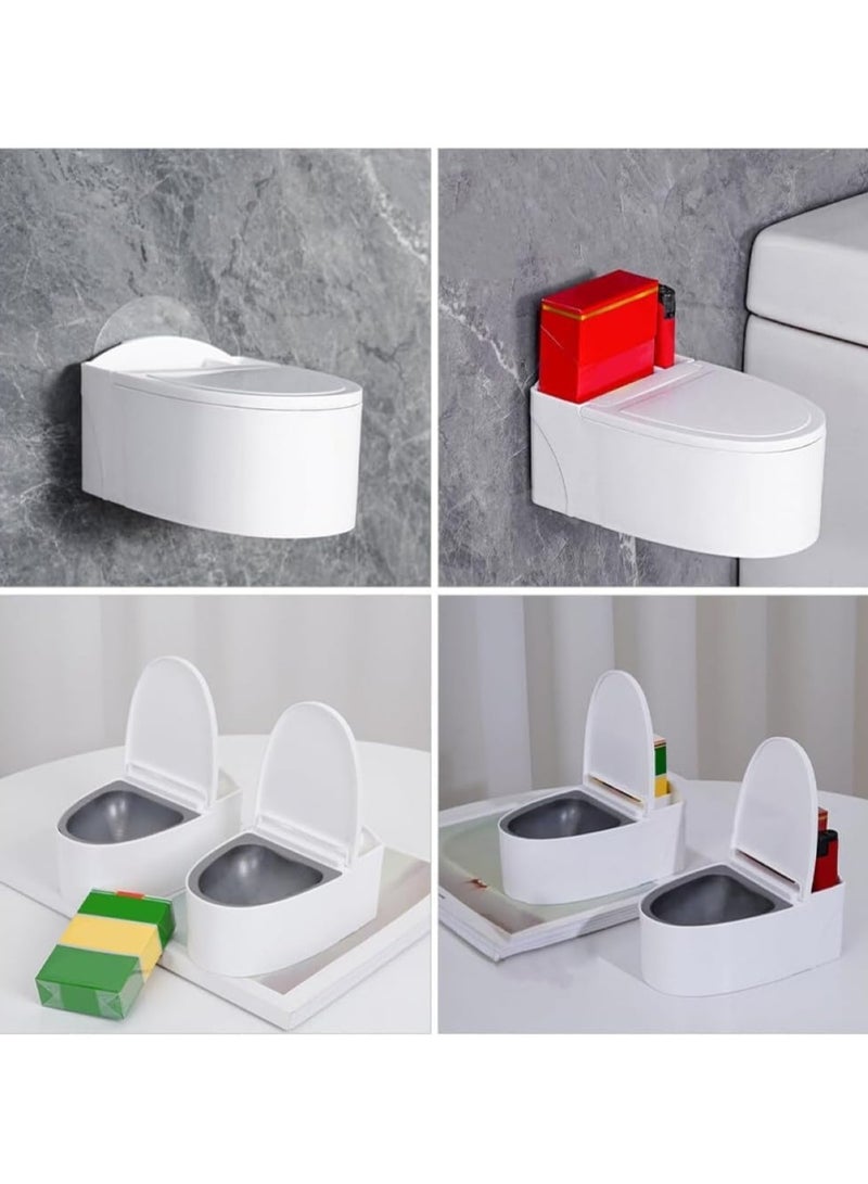 Wall-Mounted Bathroom Toilet Ashtray with Lid High Capacity Metal Liner