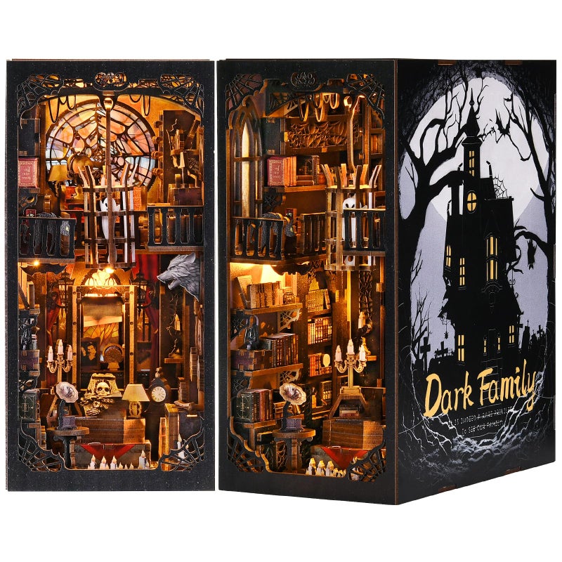 ETKVR Book Nook Kit Book Nook Kits for Adults DIY Booknook Model Build DIY 3D Wooden Puzzle Bookend Booknook Bookshelf Insert Miniature Dollhouse Kit for Home Decoration - Image 2