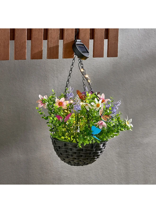 Home Box Lyn Solar Hanging Flower Pot with LED Lights 25 x 30 x 25 cm