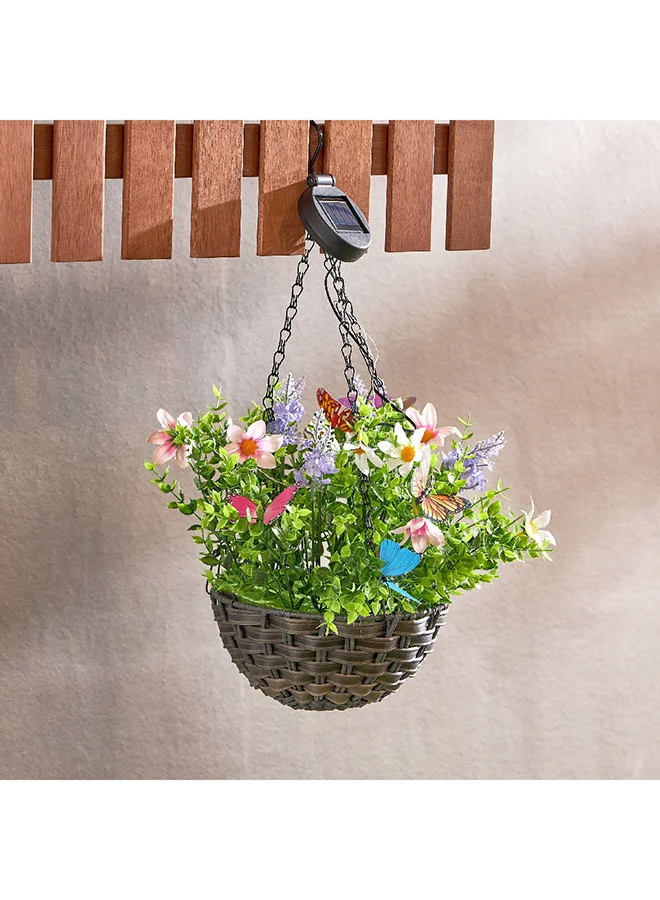 Home Box Lyn Solar Hanging Flower Pot with LED Lights 25 x 30 x 25 cm