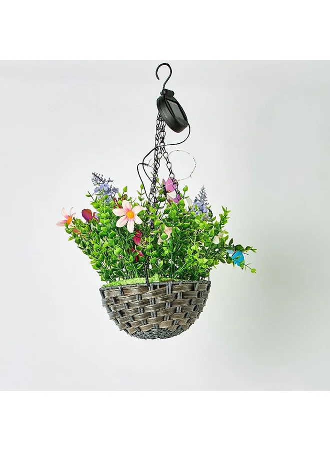 Home Box  Lyn Solar Hanging Flower Pot with LED Lights 25 x 30 x 25 cm  | Best Price UAE