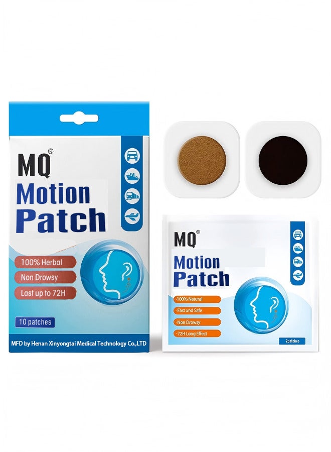 MQ 10 Patch Motion Sickness Patches, Relieves Nausea, Dizziness  Vomiting from Seasickness, Fast Acting  No Side Effects, for Car and Boat Rides, Cruise and Airplane Trips - Image 1