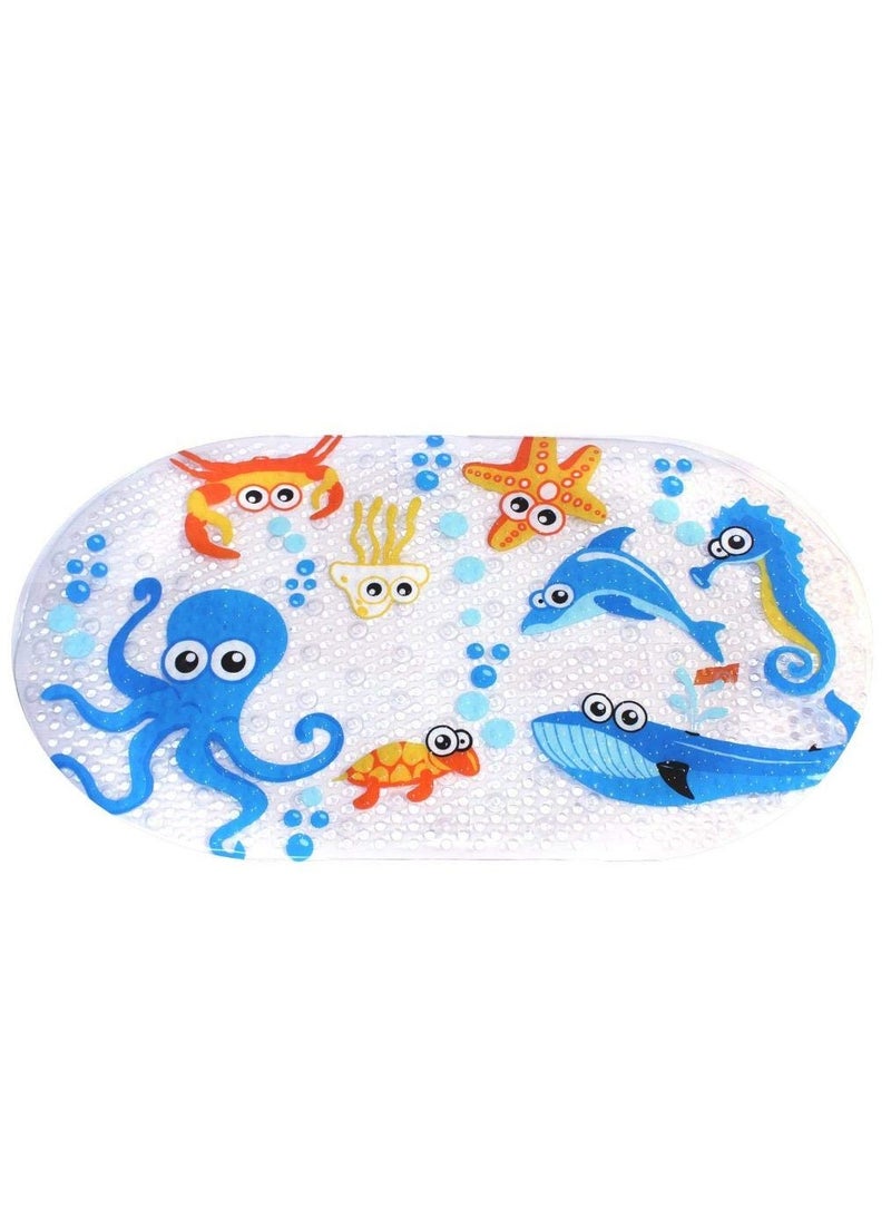 39cmx69cm Baby Bath Mat Anti-Slip PVC Cartoon Bathmats Tub Mat with Suction Cup Toddler Fish Bathtub Mat - Image 1