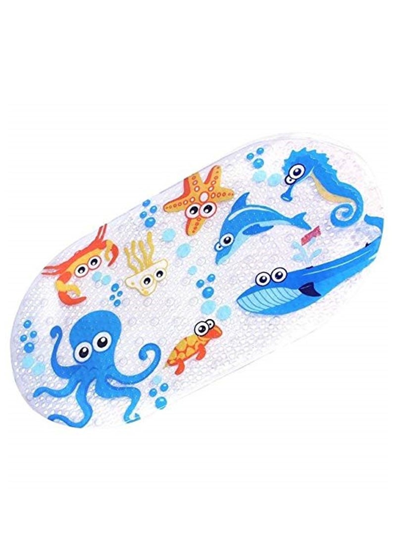39cmx69cm Baby Bath Mat Anti-Slip PVC Cartoon Bathmats Tub Mat with Suction Cup Toddler Fish Bathtub Mat - Image 2