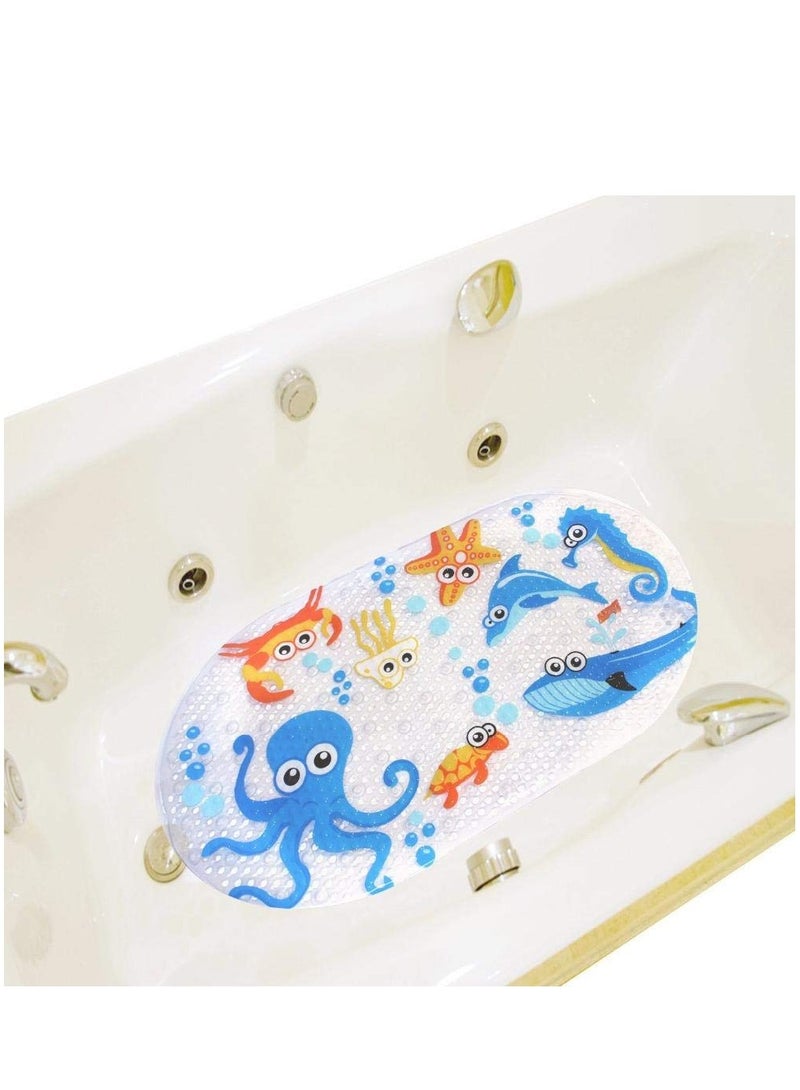 39cmx69cm Baby Bath Mat Anti-Slip PVC Cartoon Bathmats Tub Mat with Suction Cup Toddler Fish Bathtub Mat - Image 3