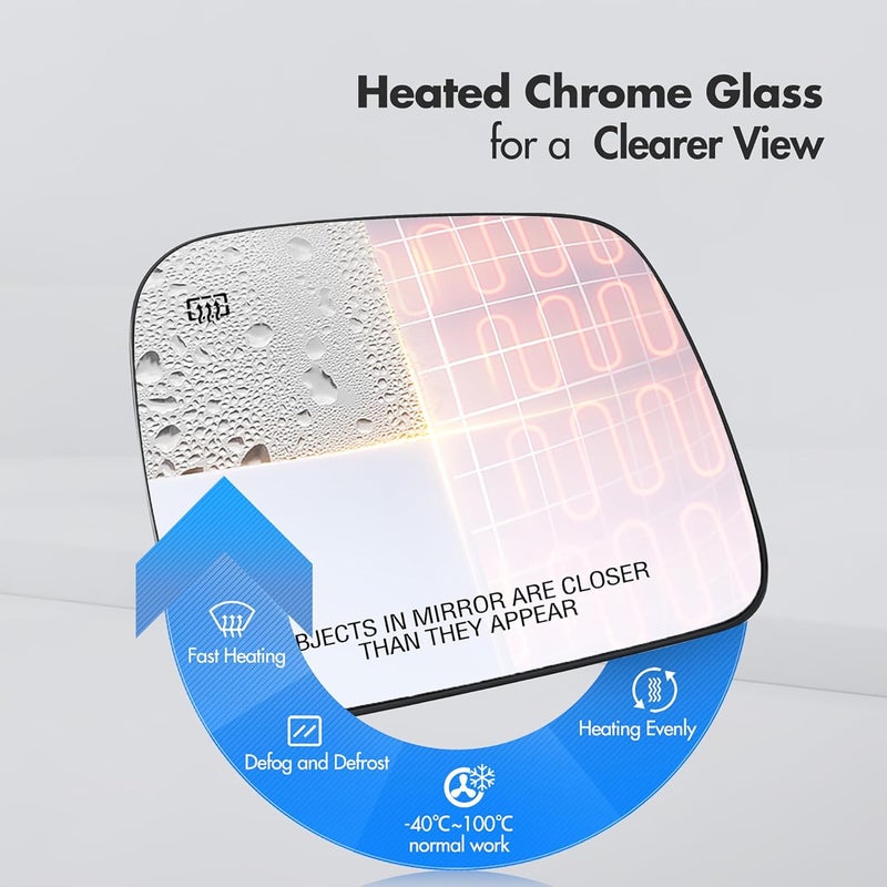 SNEMEEY Heated Chrome Passenger Side Mirror Glass for 2011-2020 Jeep Grand Cherokee & 2014-2019 Dodge Durango - Image 5