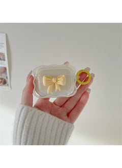 Spuddle Pink Bow Airpods Pro Headphone Cover For Apple 2/3/4 Generation Wireless Bluetooth Silicone Cover-Color:Gradient Yellow Bow-Applicable Model:Airpods 4th Generation