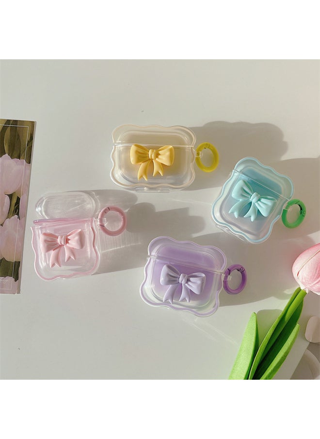 Generic - Spuddle Pink Bow Airpods Pro Headphone Cover For Apple 2/3/4 Generation Wireless Bluetooth Silicone Cover-Color:Gradient Yellow Bow-Applicable Model:Airpods 4th Generation - Image 1