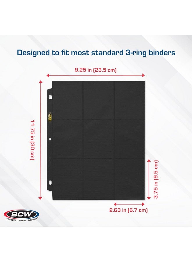 BCW Double-Sided 9-Pocket Pages Holder - 50 Black Pages | Trading Card Binder Sheets | Secure Side Loading | Ideal Card Storage and Display Solution - Image 3