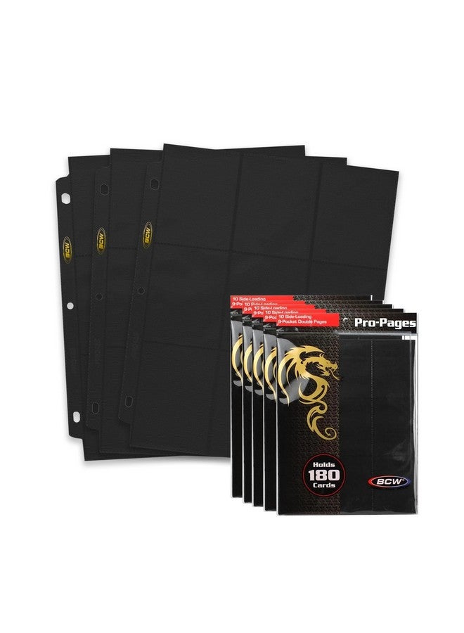BCW Double-Sided 9-Pocket Pages Holder - 50 Black Pages | Trading Card Binder Sheets | Secure Side Loading | Ideal Card Storage and Display Solution - Image 1