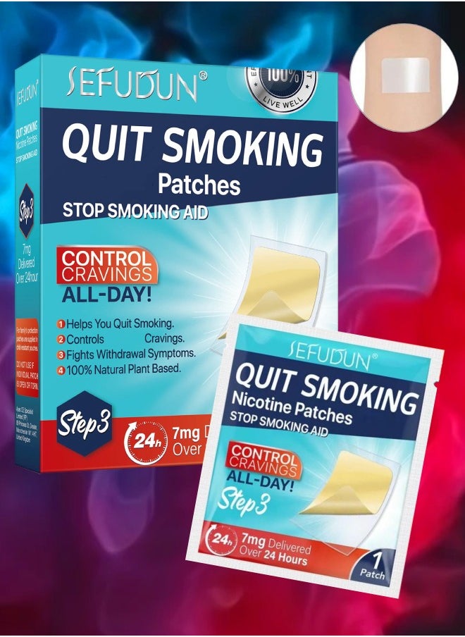 Sefudun 30 Count Quit Smoking Patches Step 3 Smoking Aid to Quit Smoking Transdermal System Patch to Help Quit Smoking Quit Smoking Stickers Stop Smoking Aid Anti Smoking Patches 7mg  - Image 1