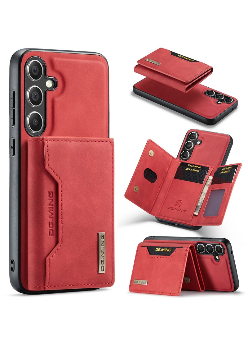 DGMING Wallet Case for Samsung Galaxy S24 Plus , DG.MING Premium Leather Phone Case Back Cover Magnetic Detachable with Trifold Wallet Card Holder Pocket for Samsung Galaxy S24 Plus (Red)  - Image 2