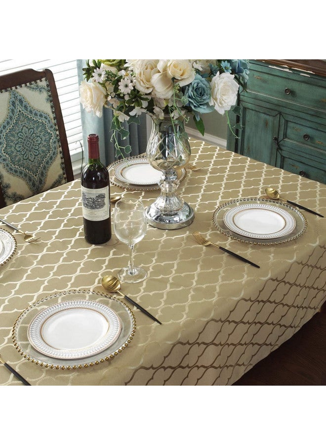 SASTYBALE Jacquard Tablecloth Flower Patterns Polyester Table Cloth Spill Proof Wrinkle Resistant Table Cover for Kitchen Dining Tabletop (Rectangle/Oblong, 60" x 102" (8-10 Seats), Gold) - Image 4