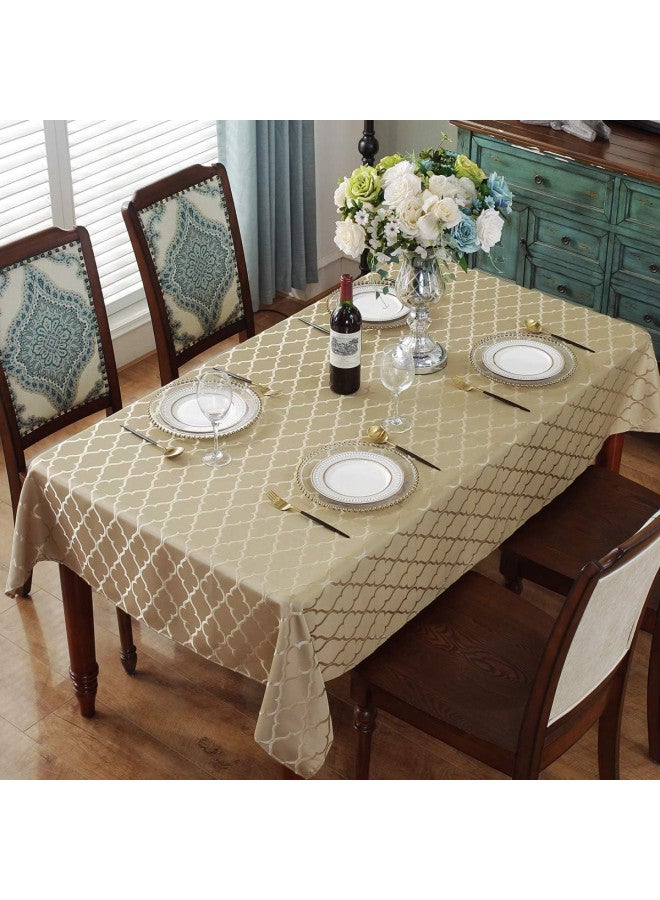 SASTYBALE Jacquard Tablecloth Flower Patterns Polyester Table Cloth Spill Proof Wrinkle Resistant Table Cover for Kitchen Dining Tabletop (Rectangle/Oblong, 60" x 102" (8-10 Seats), Gold) - Image 2