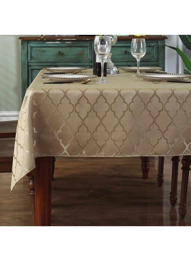 SASTYBALE Jacquard Tablecloth Flower Patterns Polyester Table Cloth Spill Proof Wrinkle Resistant Table Cover for Kitchen Dining Tabletop (Rectangle/Oblong, 60" x 102" (8-10 Seats), Gold) - Image 1