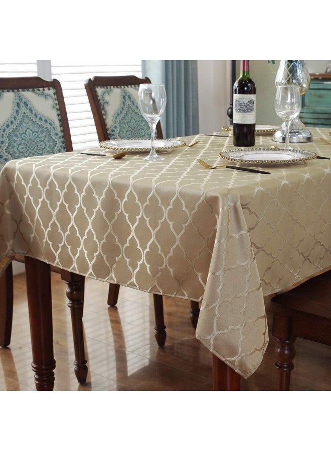 SASTYBALE Jacquard Tablecloth Flower Patterns Polyester Table Cloth Spill Proof Wrinkle Resistant Table Cover for Kitchen Dining Tabletop (Rectangle/Oblong, 60" x 102" (8-10 Seats), Gold) - Image 3