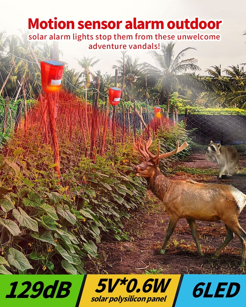 ChunHee Solar Sound & Light Alarm Outdoor Motion Sensor 129db Siren Sound Alert & 6LEDs Flash Warning Security Alarm System for Farm,Villa,Home,Yard,Barn 4 Pack - Image 3