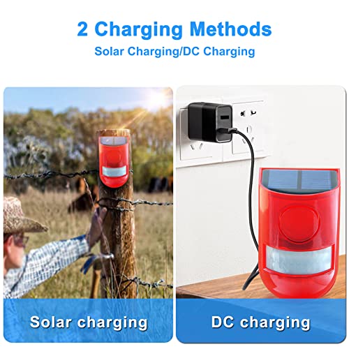 ChunHee Solar Sound & Light Alarm Outdoor Motion Sensor 129db Siren Sound Alert & 6LEDs Flash Warning Security Alarm System for Farm,Villa,Home,Yard,Barn 4 Pack - Image 4