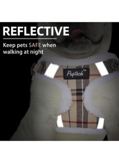 PUPTECK PUPTECK No Pull Dog Harness and Leash Set Reflective No Choke Step in Puppy Halter for XS Small and Medium Sized Dogs, Beige Plaid, Plush, S  - Image 5