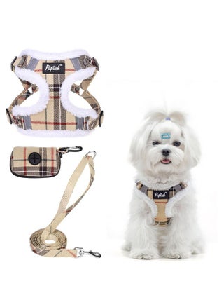 PUPTECK No Pull Dog Harness and Leash Set Reflective No Choke Step in Puppy Halter for XS Small and Medium Sized Dogs, Beige Plaid, Plush, S - pzsku/Z20618ECC147F2CB628CEZ/45/_/1737031985/35d805a3-90b5-4cb8-be20-469e33f4bc11