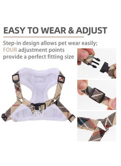 PUPTECK PUPTECK No Pull Dog Harness and Leash Set Reflective No Choke Step in Puppy Halter for XS Small and Medium Sized Dogs, Beige Plaid, Plush, S  - Image 4