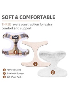 PUPTECK PUPTECK No Pull Dog Harness and Leash Set Reflective No Choke Step in Puppy Halter for XS Small and Medium Sized Dogs, Beige Plaid, Plush, S  - Image 3