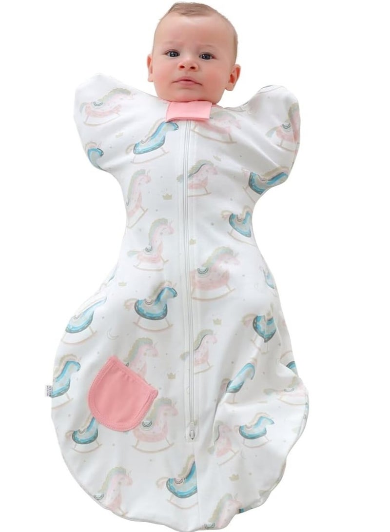 Baby Transition Swaddle Sleep Sack with 2-Way Zipper 100% Cotton Soft Comfortable Sleeping Bag 1.0 TOG  - Image 1