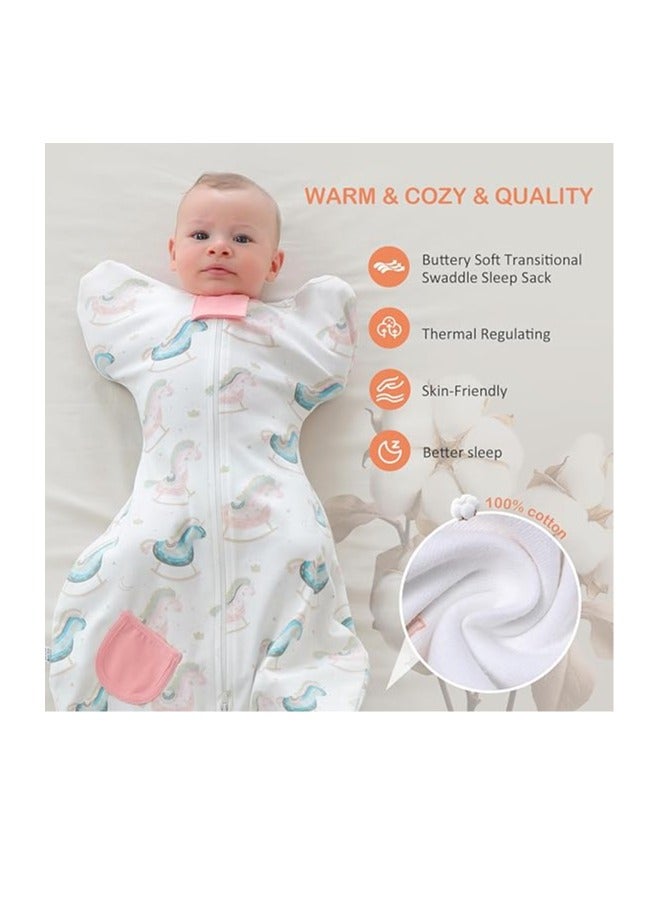 Baby Transition Swaddle Sleep Sack with 2-Way Zipper 100% Cotton Soft Comfortable Sleeping Bag 1.0 TOG  - Image 2