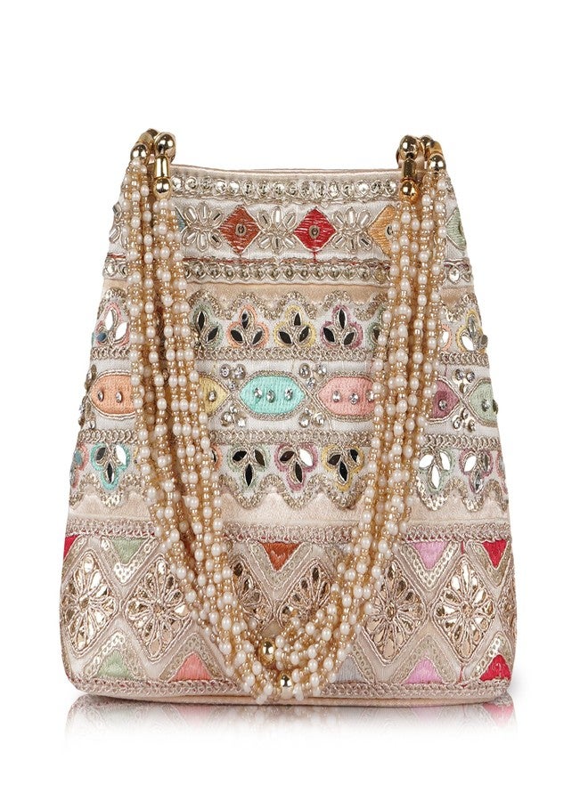 PLANX Velvet SilK Stylish Embroidery Unique Design Traditional Ethnic Wedding Party Handheld Potli For Women - Image 1