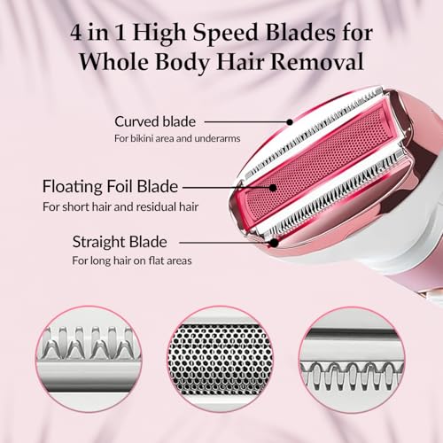 AVNISH 4-in-1 Multi Trimmer for Women Shaver Electric Facial Razor, Rechargeable Cordless Multipurpose Hair Remover Shaver Face, Leg, Eyebrow, Underarms, Bikini Trimmer, 60 minutes Runtime, White - Image 2