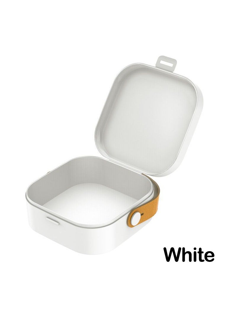 Generic Elegant White Mini Jewelry Organizer Box - Portable Travel Storage Case for Earrings, Headphones & Small Accessories, Durable Dust-Proof Design with Soft Interior  - Image 2