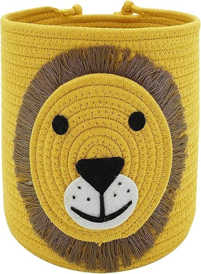 Auranest AURA NEST Cotton Rope Basket For Baby Diapers & Nursery Essentials | Stuffed Animal Organizer Bin | Soft Fabric Laundry Basket For Bedroom, Closet, Or Changing Table Use | 12X20 Inch | Yellow Lion - Image 1