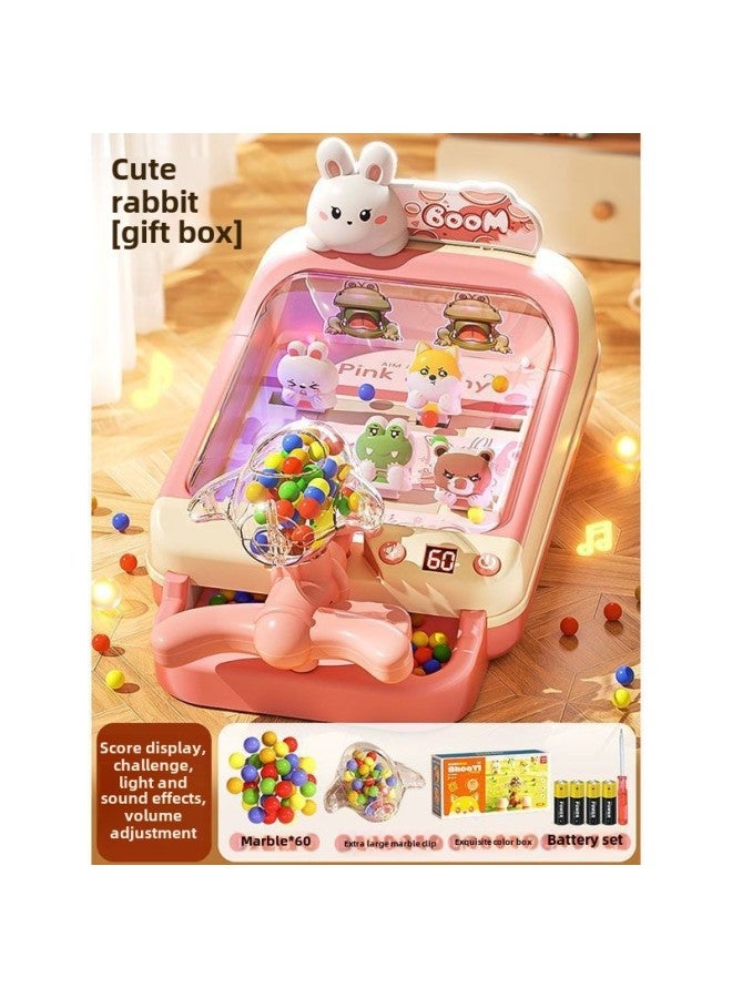 2025 Electric Pinball Machine Shooting Game Machine Beads Puzzle Concentration Parent-child-Specification:[exquisite Gift Box] Pink Rabbit Pinball Machine 60 Beads-battery Version - Image 1