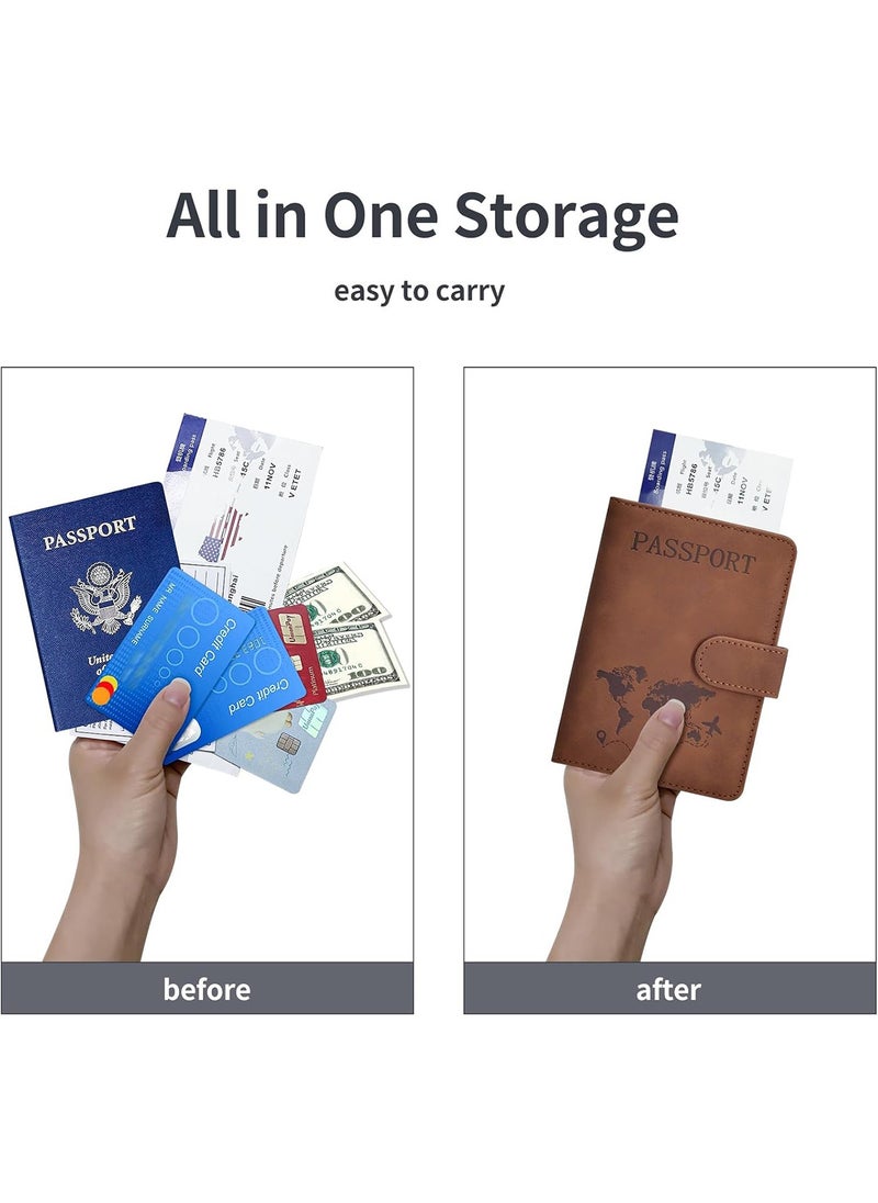 Beauenty Passport Holder for Travel Essentials, Passport Wallet Cover Case for Travel Must Haves Accessories,Passport Book Holders for Women and Men Brown  - Image 5