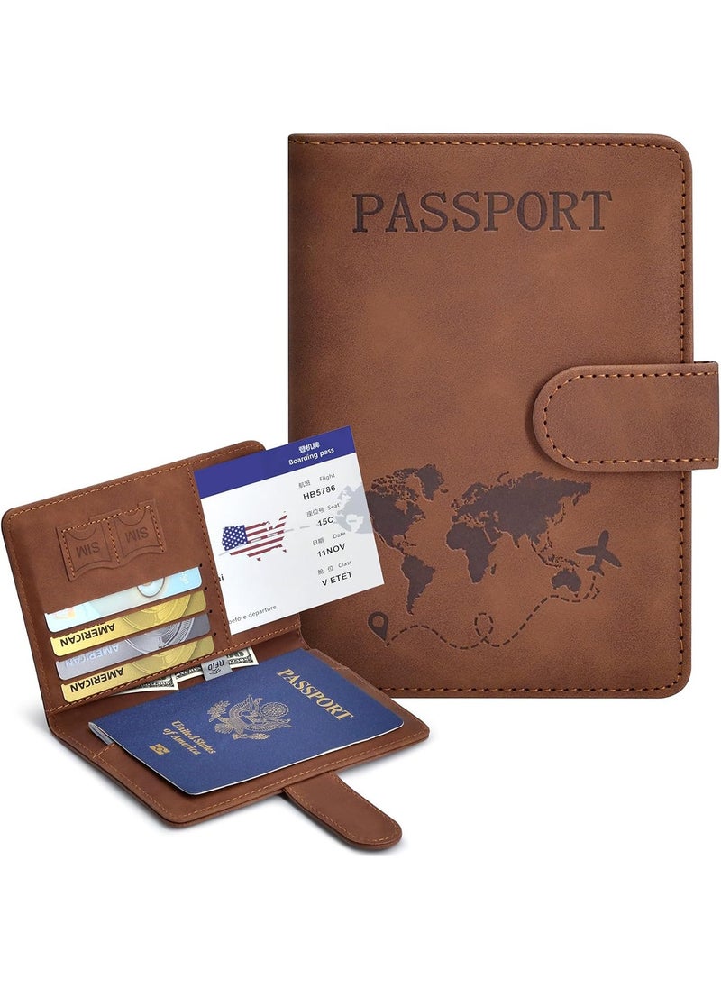 Beauenty Passport Holder for Travel Essentials, Passport Wallet Cover Case for Travel Must Haves Accessories,Passport Book Holders for Women and Men Brown  - Image 2