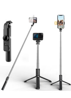 ZUKIMM Selfie Stick with Light, Long Selfie Stick with Tripod Stand, Bluetooth Mobile Selfie Stick for Mobile Phone, Makeup,Selfie, Vlogging, Youtube, Live, iphone (104cm black)  - Image 1