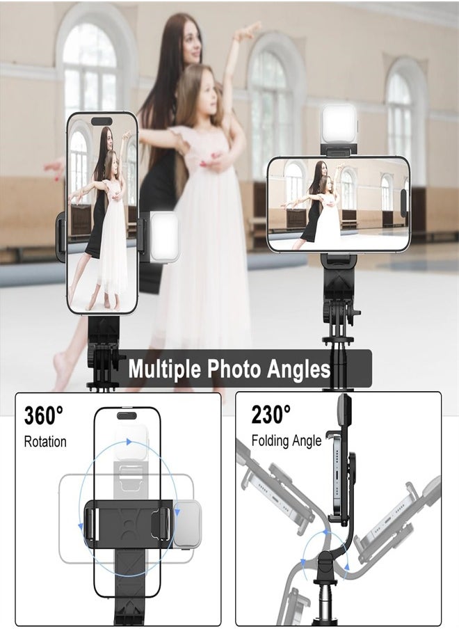 ZUKIMM - Selfie Stick with Light, Long Selfie Stick with Tripod Stand, Bluetooth Mobile Selfie Stick for Mobile Phone, Makeup,Selfie, Vlogging, Youtube, Live, iphone (104cm black) - Image 1