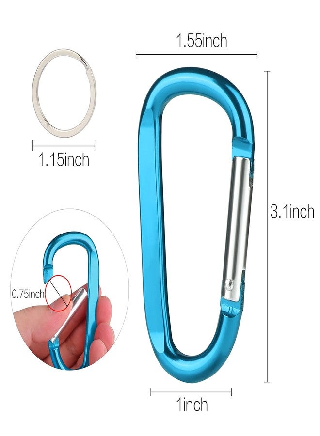 CampTek 6PCS Carabiner Caribeaner Clip,3" Large Aluminum D Ring Shape Carabeaner Keychain Hook - Image 2