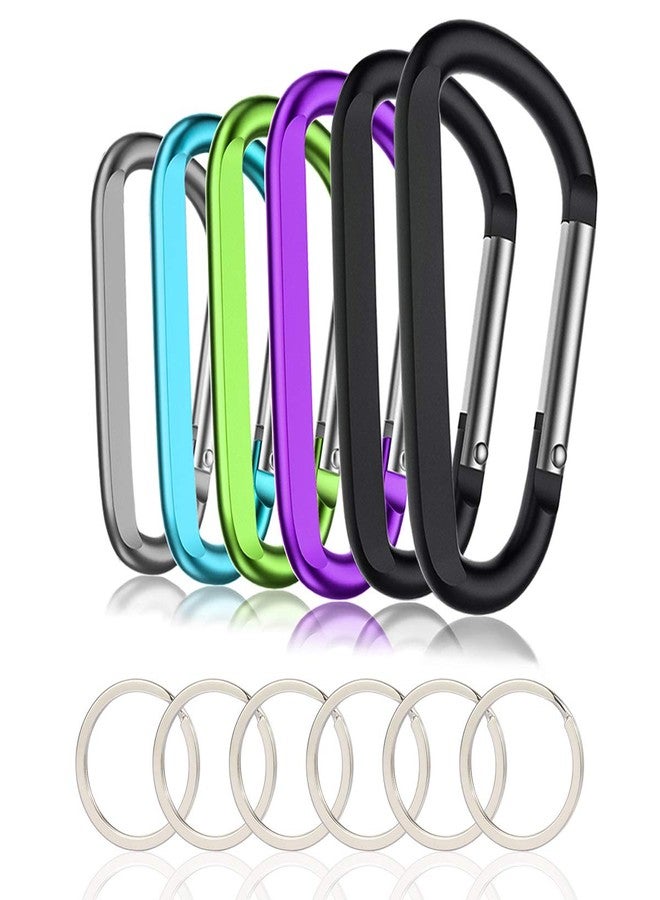 CampTek 6PCS Carabiner Caribeaner Clip,3" Large Aluminum D Ring Shape Carabeaner Keychain Hook - Image 1