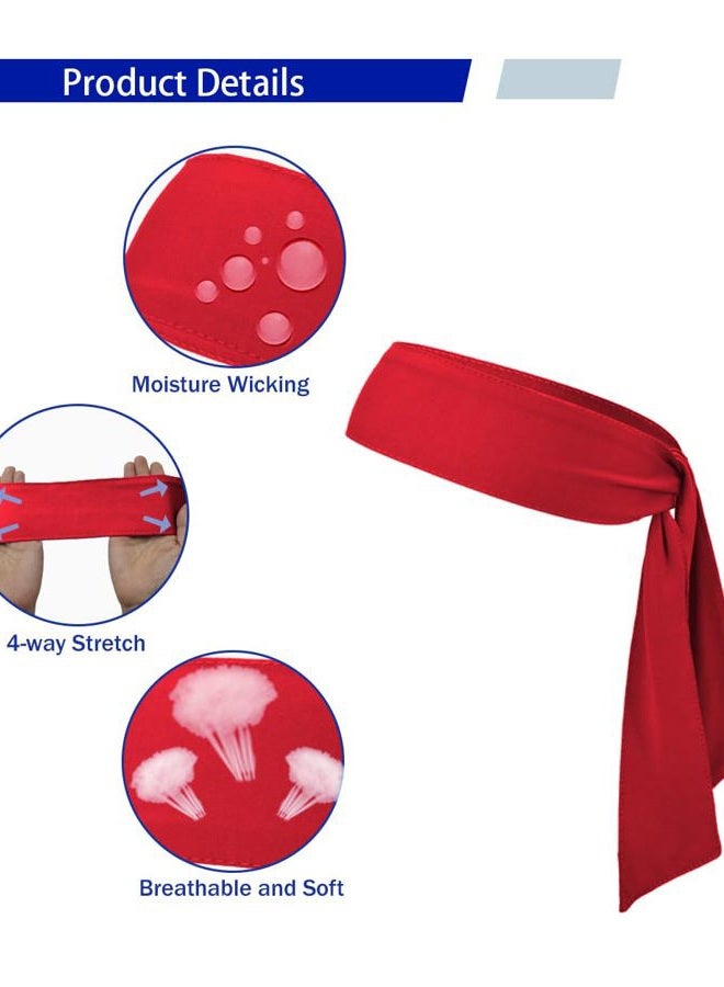 SRLLBBY Sport Tie Headbands Tennis Head Tie for Men Women Sports Fans Ninja Soccer Basketball Teams Head Ties Halloween (Red) - Image 3