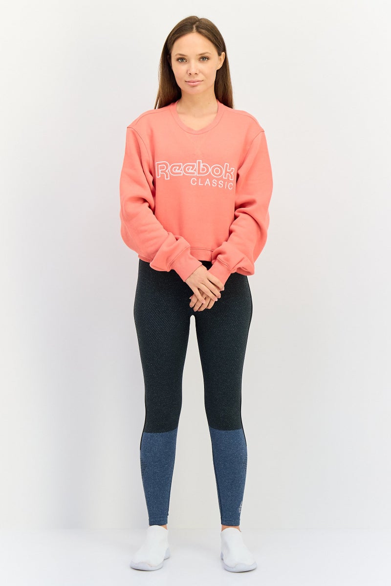Reebok Women Sportswear Fit long Sleeve Outdoor Sweatshirt, Rose Orange - Image 2