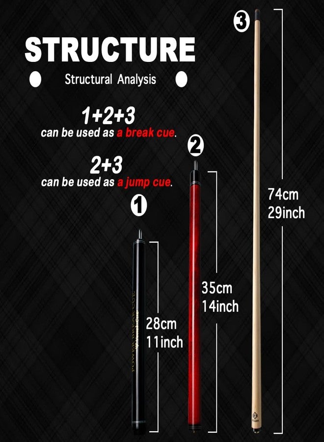 YEUEK 3-Piece Heavy Jump Break Cue Stick 23oz,Canadian Maple Wood Pool Stick,13.5mm Bakelite Tip for Explosive Breaks and Effortless Jumps - Image 5