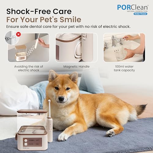 PORClean PET100 Dog Teeth Cleaner Water Flosser | 1000ml Tank, 4 Specialized Tips | Dog Water Flosser & Tartar Remover | Pet Dental Care for Plaque & Bad Breath | Safe, Cordless & IPX5 Waterproof - Image 5
