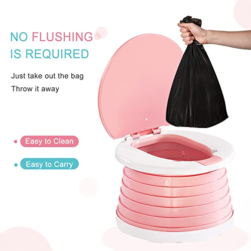YZNlife Travel Potty for Toddler, Portable and Foldable Toilet, Apply to Seat Emergency Toilet for Car, Camping, Outdoor, Indoor（Pink） - Image 5
