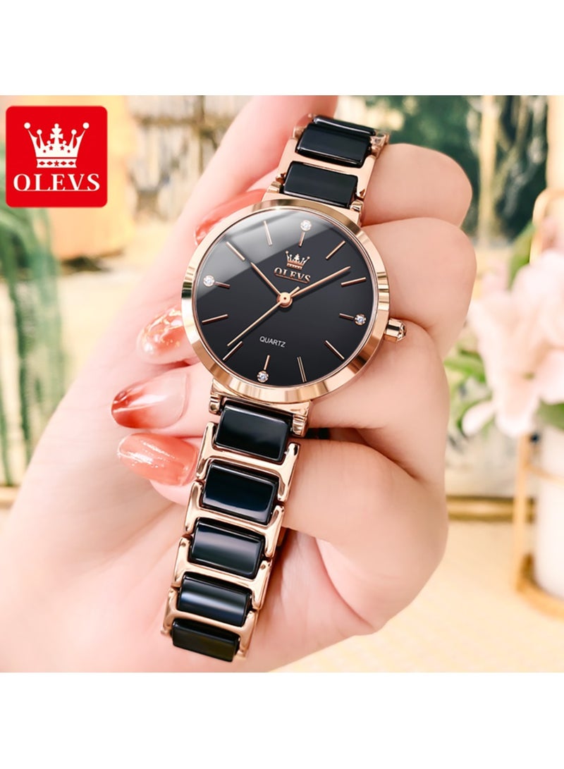 OLEVS Women's Watches Stainless Steel Ceramic Bracelet Elegant Fashion Waterproof Ladies Dress Watch Quartz Ladies Wristwatch - Image 5
