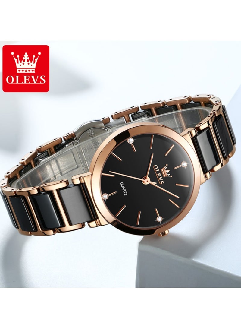 OLEVS Women's Watches Stainless Steel Ceramic Bracelet Elegant Fashion Waterproof Ladies Dress Watch Quartz Ladies Wristwatch - Image 4